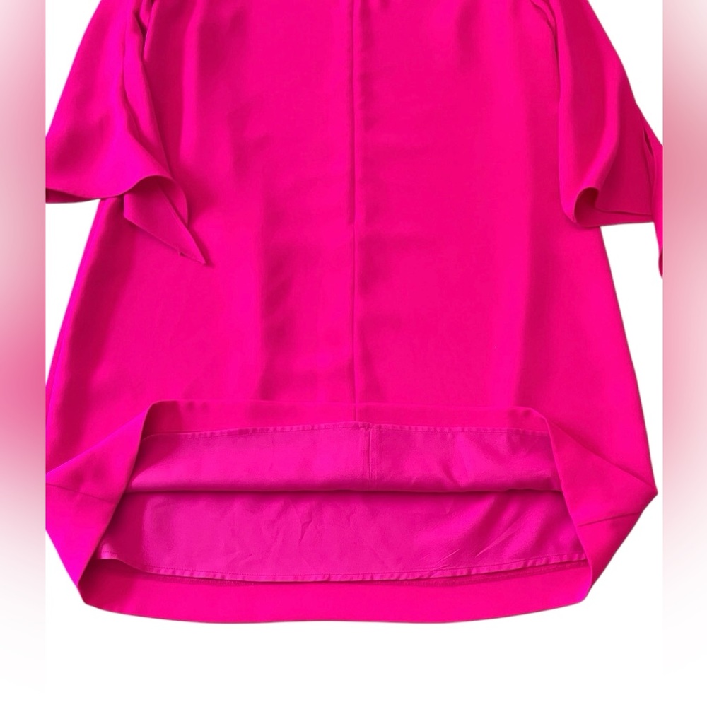 CeCe Hot Pink Shift Dress ¾ Sleeve Tie Round Neck Knee Length Size 10 - Picture 8 of 14